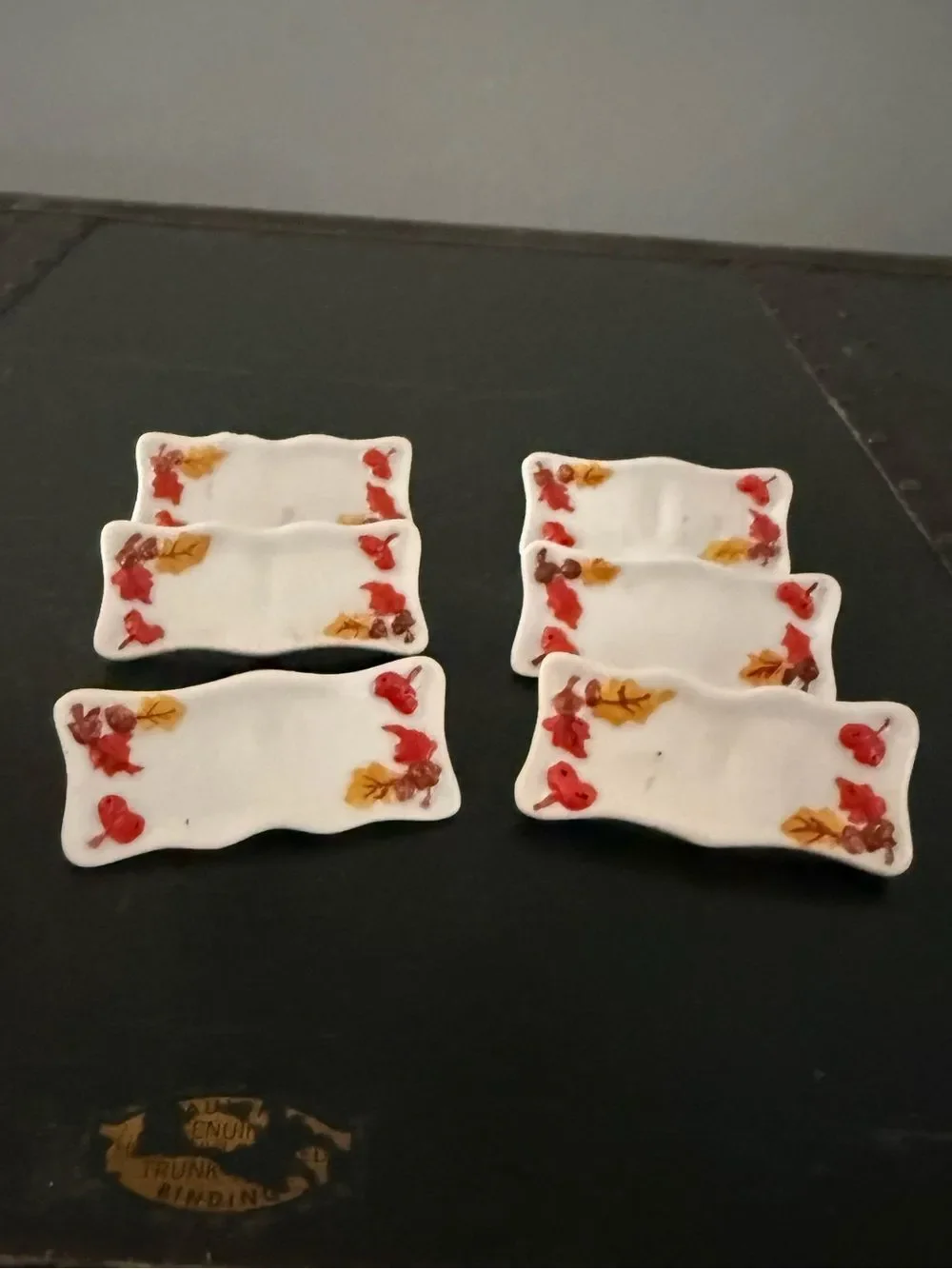 6 Vintage Porcelain Table Seating Name Placement Markers Autumn Thanksgiving